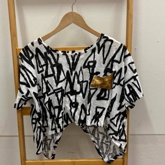 SASS & BIDE On The Moon Sequin White Black Crop Top Tee T Shirt RRP$180 - Picture 3 of 7